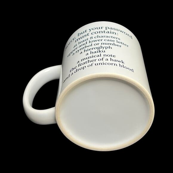 Coffee Mug Comical Password Must Contain Ceramic Cup White Black Letters Amusing - Picture 8 of 10